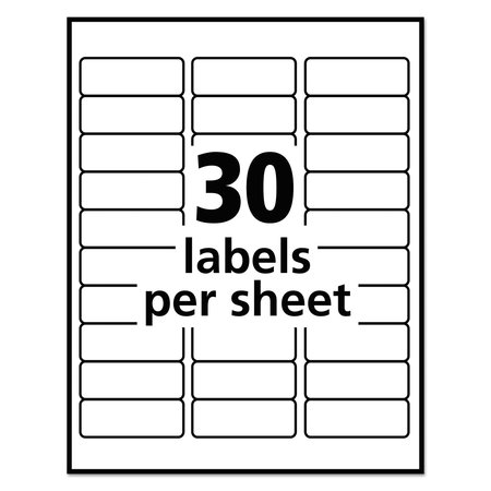 Avery Repositionable Address Labels w/SureFeed, Laser, 1x2.625, Wht, PK3000 55160